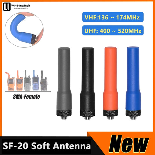 Baofeng Walkie Talkie Soft Antenna SF-20 Mini Short Aerial SMA-Female Dual Band VHF UHF For UV-K6 UV-21 UV-17 UV-18Pro Max Radio