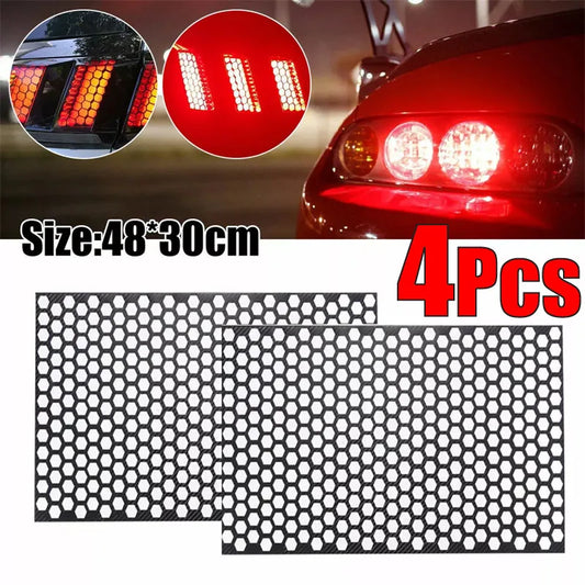 1-4 pcs Car Tail Light Lamp Stickers Universal Auto Honeycomb Taillight Cover DIY Fog Light Smoke Film Decal Sticker Accessories