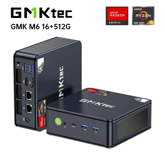 GMKtec M6 Mini PC AMD R5 6600H 6-core 12-thread Computer 16GB DDR5 512GB PCIe 3.0 SSD WiFi 6 BT5.2 Mini PC Desktop Computer