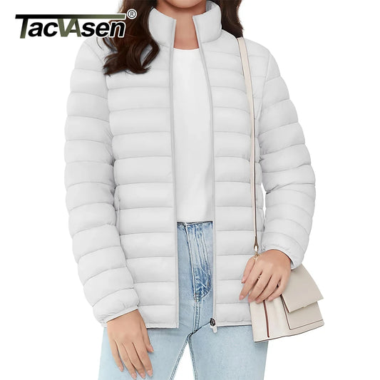 TACVASEN Full Zip Up Puffer Jacket Womens Winter Lightweight Quilted Down Warm Coats Casual Windbreaker Oversize Outwear Outdoor