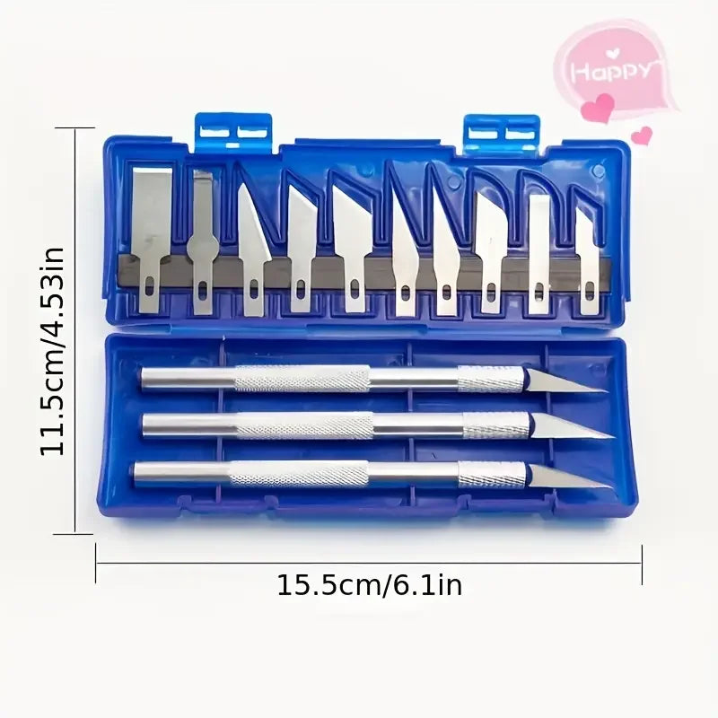 13pcs Aluminum Alloy Carving Knife Tool Set - Perfect For Paper-cut, Handcraft & Model Making!