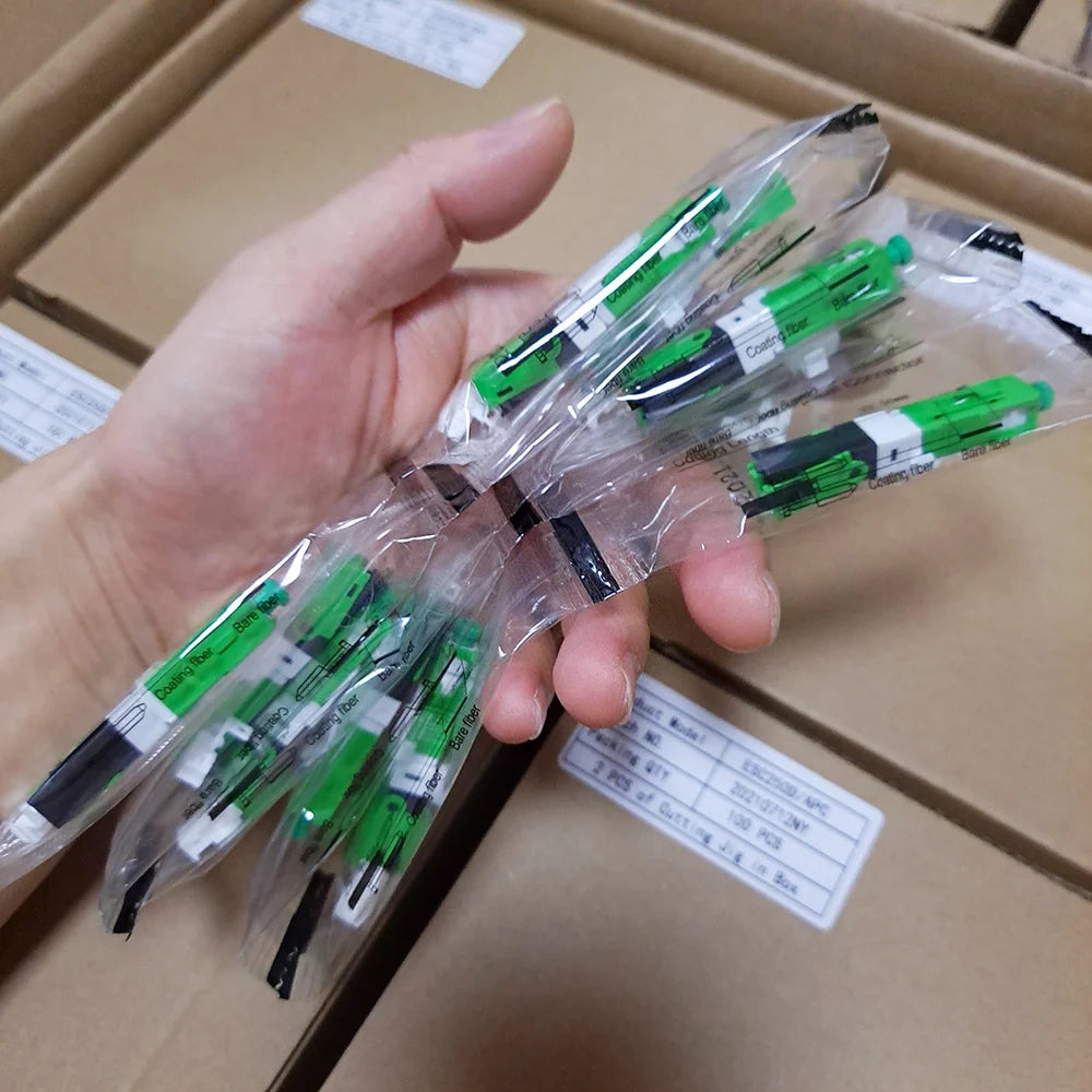 100% Real 50, 100PCS/Lot FTTH ESC250D SC APC and SC UPC Single-Mode Fiber Optic Quick Connector FTTH SM Optic Fast Connector