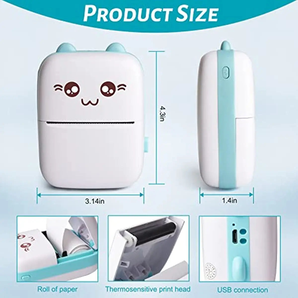 Mini Photo Pocket Printer Portable Ink-free Thermal 57mm Sticker Trans Paper Wireless BT 200dpi Android IOS Printing Machine