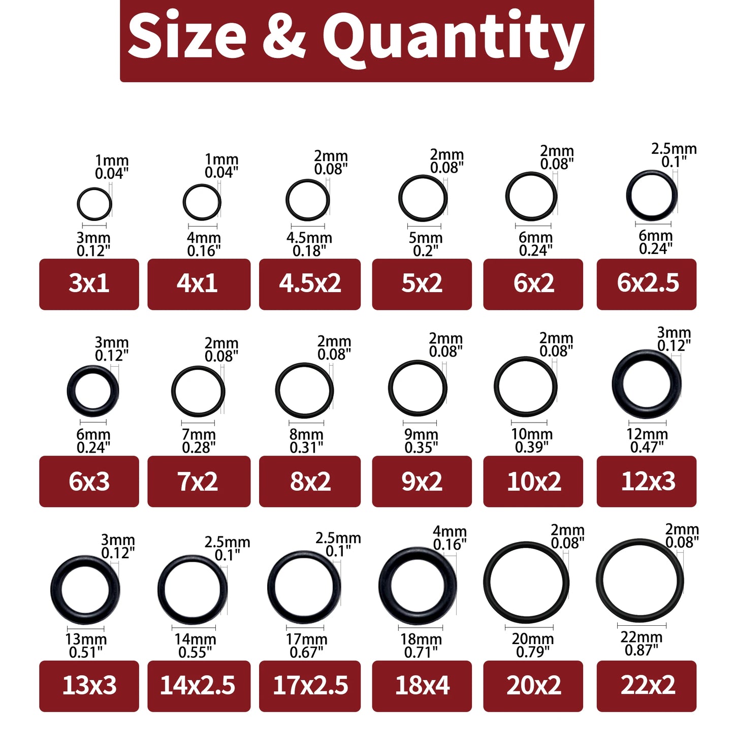 255pcs Rubber O Rings Kit, 18 Size Metric NBR Washer Gasket Sealing Assortment Kit, for Plumbing Faucet, Automotive, Air Or Gas