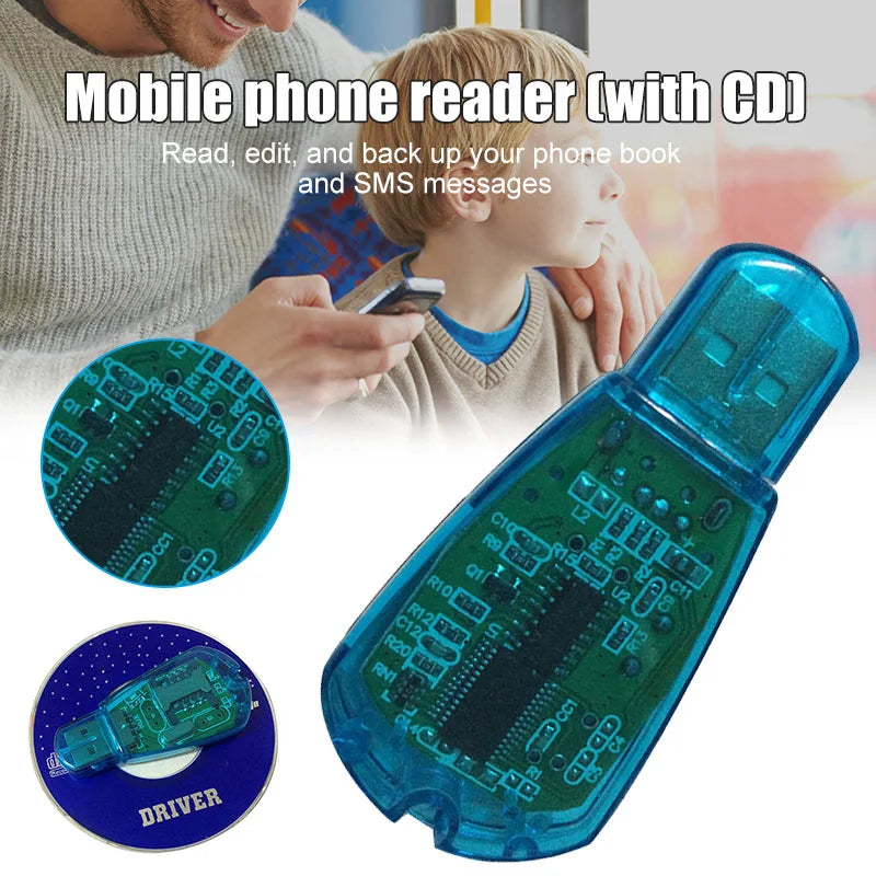 Blue USB SIM Card Reader Copy/Cloner/Writer/Backup Kit SIM Card Reader GSM CDMA SMS Backup + CD Disk