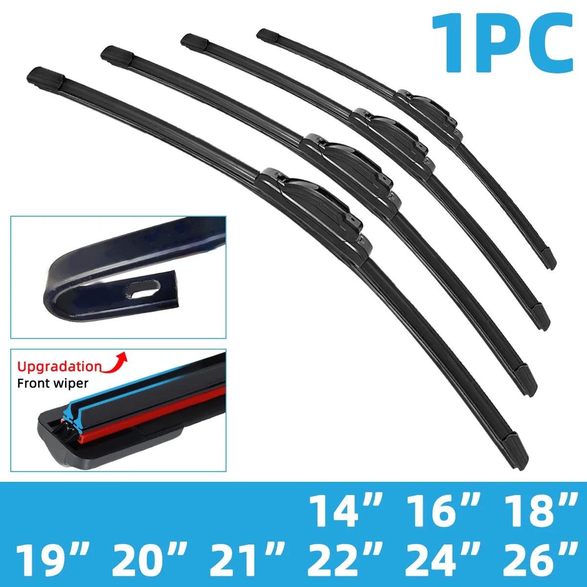 Universal Car Wiper Mute Car Front Windshield Wiper Soft Double Rubber Strip Windshield Windscreen Wipers Accessory14" 16" 18" 1