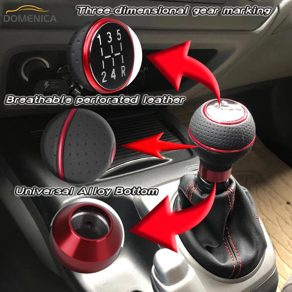 New 5 Speed Universal Alloy Car Gear Shift Knob M8 M10 M11 M12 For Manual 12345R Refit Level Ball Shifter Lever Auto Accessories