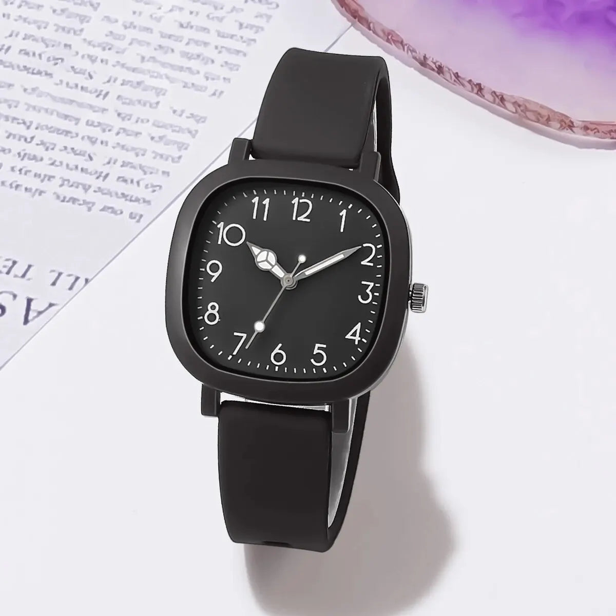 Fashion Simple Arabic Digital Surface Silicone Strap Women Quartz Watch