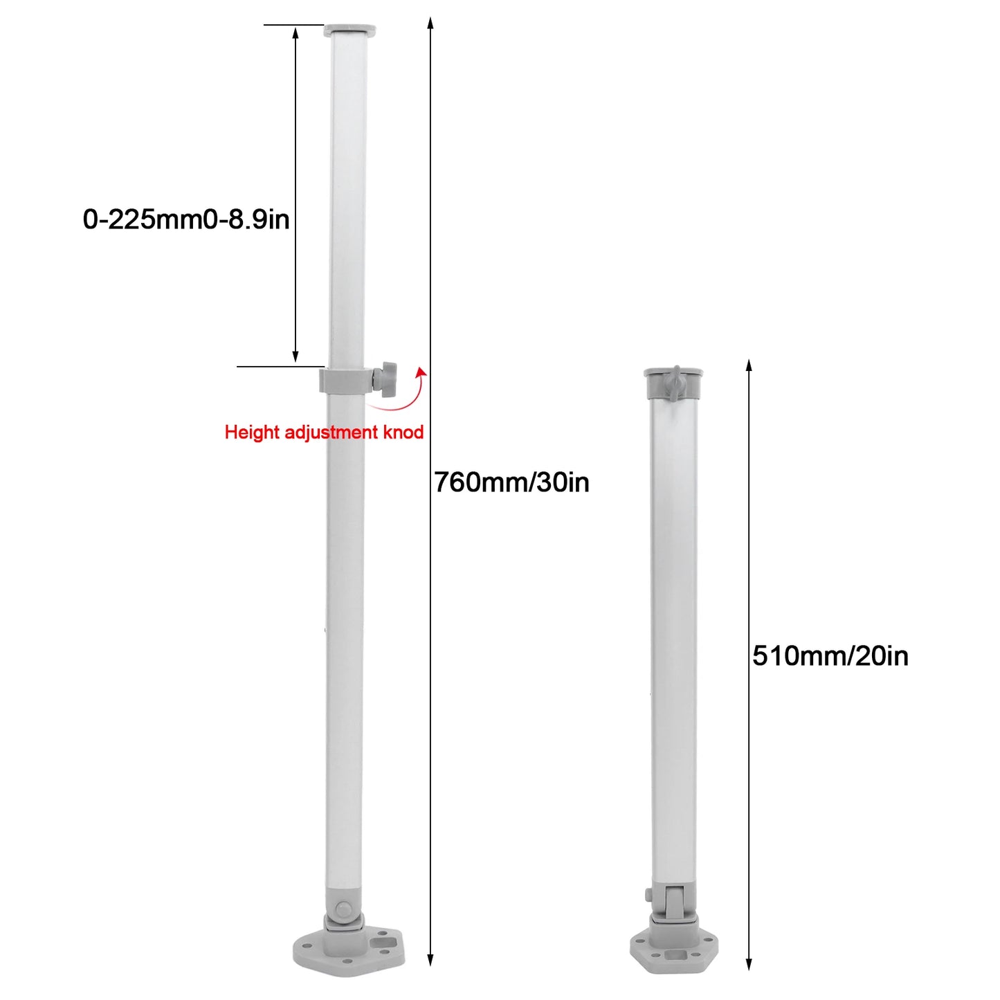 510‑760mm Height Adjustable Table Leg Lifting Telescopic Folding Support for RV Caravan Boat Yacht Campers Accessories Tools