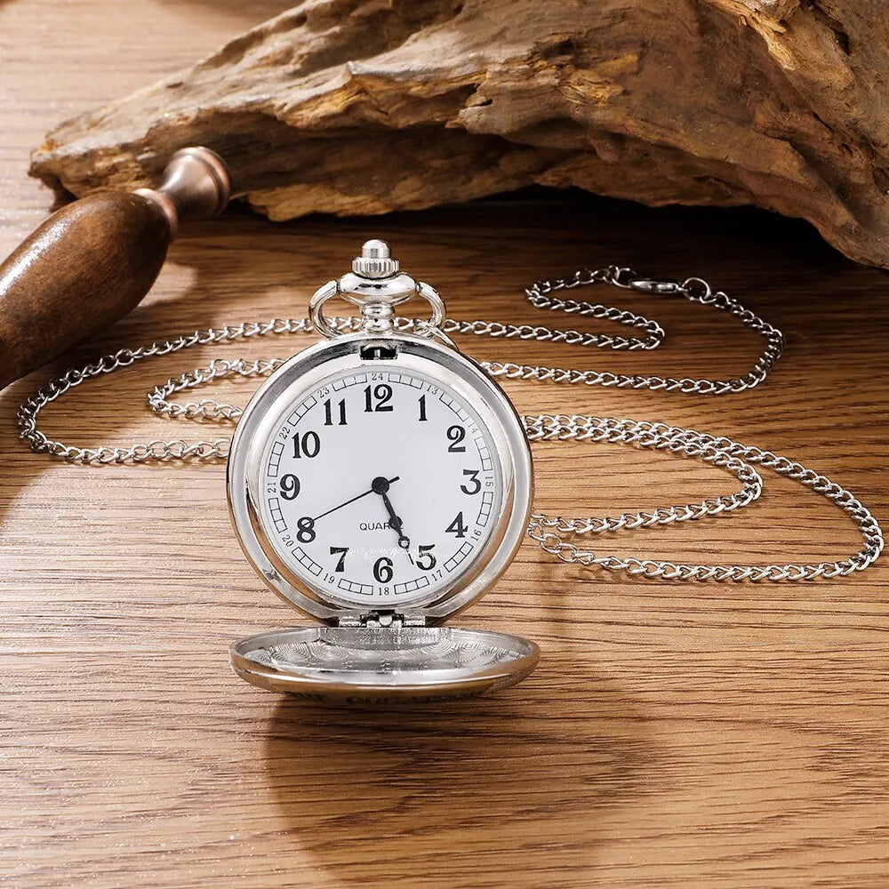 Vintage Silver Golden Luxury THE GREATEST DAD Quartz Pocket Watch Fob Chain Necklace Mens Fathers Gifts Clock Relogio De Bolso