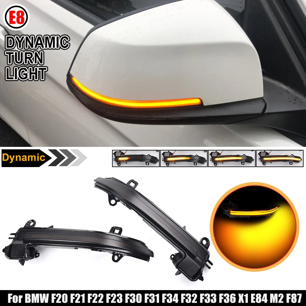 Smoked Side Mirror Sequential Dynamic Turn Signal Light For BMW 1 2 3 4 Series X1 F20 F21 F22 F23 F30 F31 F34 F32 E84 i3