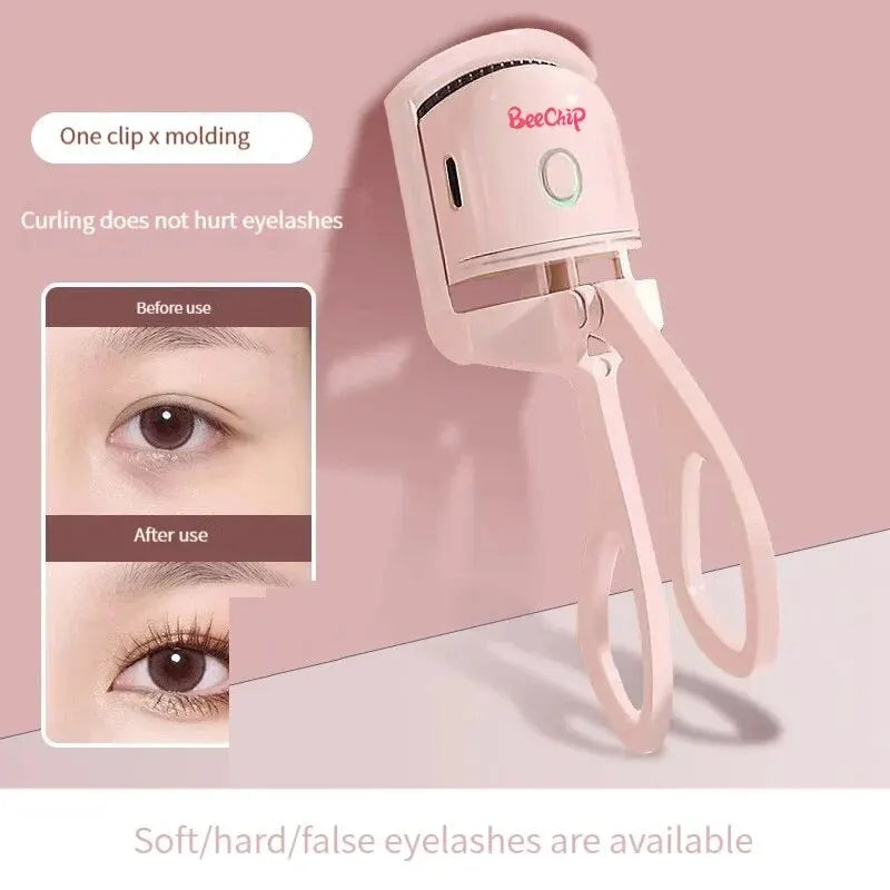 Pink Electric Eyelash Curler Charging Model Fast Heating Portable Shaping and Lasting Curling Eyelash Clip