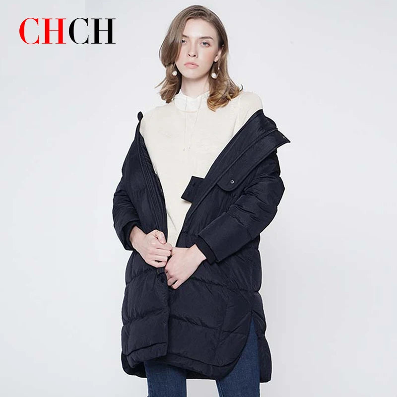 CHCH Fashion 2023 New Women Double Sided Down Jacket Winter Turtleneck Coat Double Breasted Warm Padded Parkas Snow Long coat