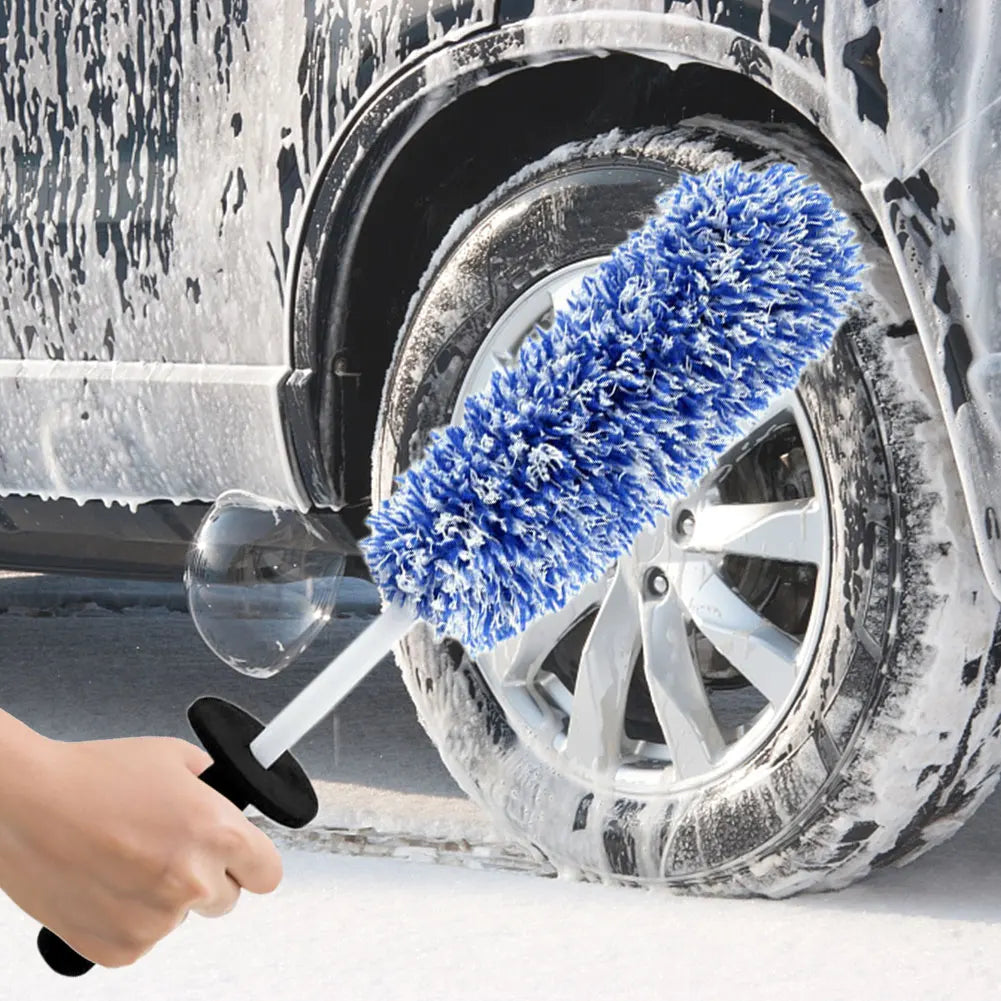 Microfiber Car Wash Brush Cleaning Gloves Plastic Handle Wheel Brush Double-Side Absorbent Clean Glove Car Washing Tool