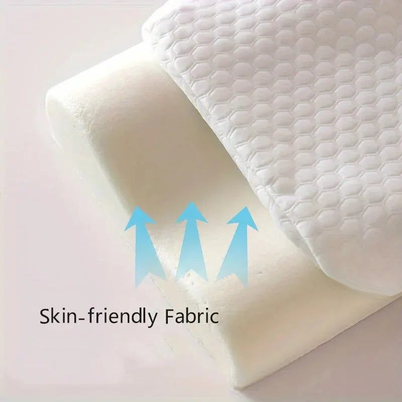 1pc Memory Foam Pillow, Knitted Fabric Polyurethane Slow Rebound Temperature Sensing Water Cube Pillow Core For Anti-snoring Nec