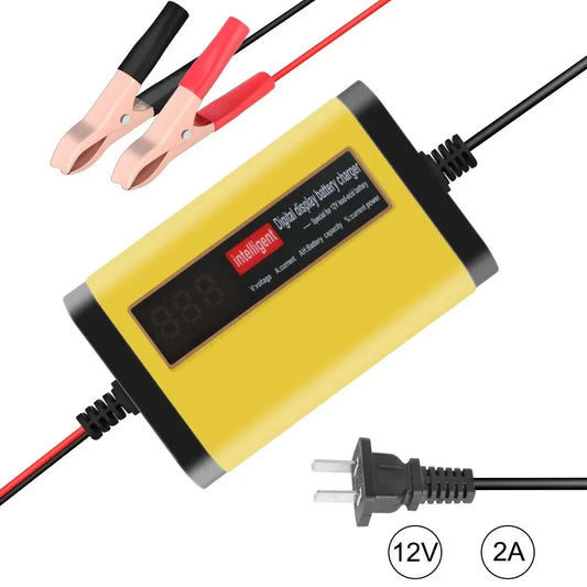 Hot Full Automatic Car Battery Charger Digital LCD Display 2A Fast Charging 3 Stages Lead Acid AGM GEL Battery-chargers