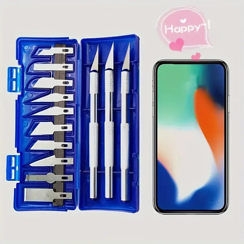 13pcs Aluminum Alloy Carving Knife Tool Set - Perfect For Paper-cut, Handcraft & Model Making!