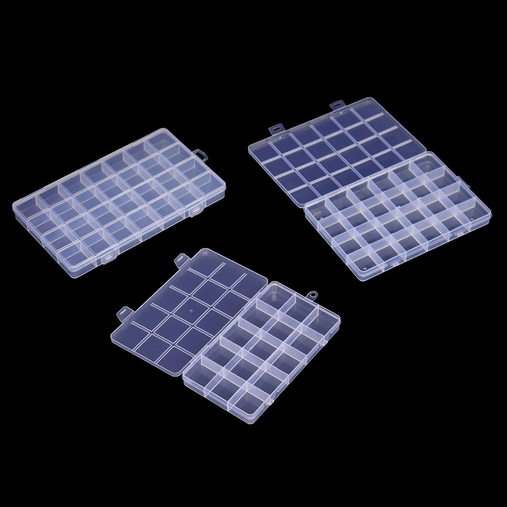 15/24/28Grids Transparent Plastic Organizer Box Jewelry Beads Storage Container DIY Crafts Earring Jewelry Rectangle Box Case