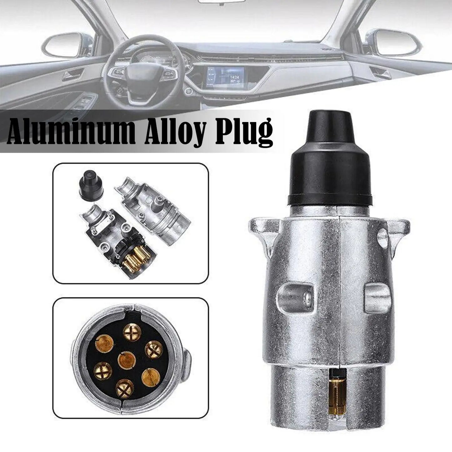 7 Pin Aluminium Alloy Plug Trailer Truck Towing Electrics 12V Connector EU Plug Professional Replacement For Truck