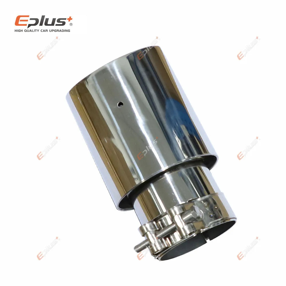 Eplus Car Stainless Steel Silver Muffler Tip Universal Exhaust Pipe Mufflers bilayer Nozzle bilayer Decoration Bevel End