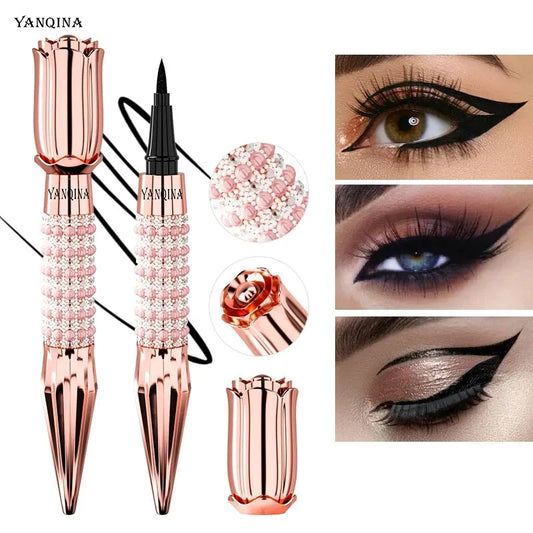 YANQINA Precision Liquid Eyeliner Pen - Long-lasting, Waterproof, Transfer-proof, Quick-Dry Black Eyeliner with Sparkling Design