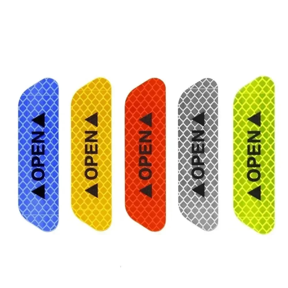 4PCS Reflective Car Door Sticker Safety Opening Warning Reflector Tape Decal Car Accessories Exterior Interior Reflector Sticker