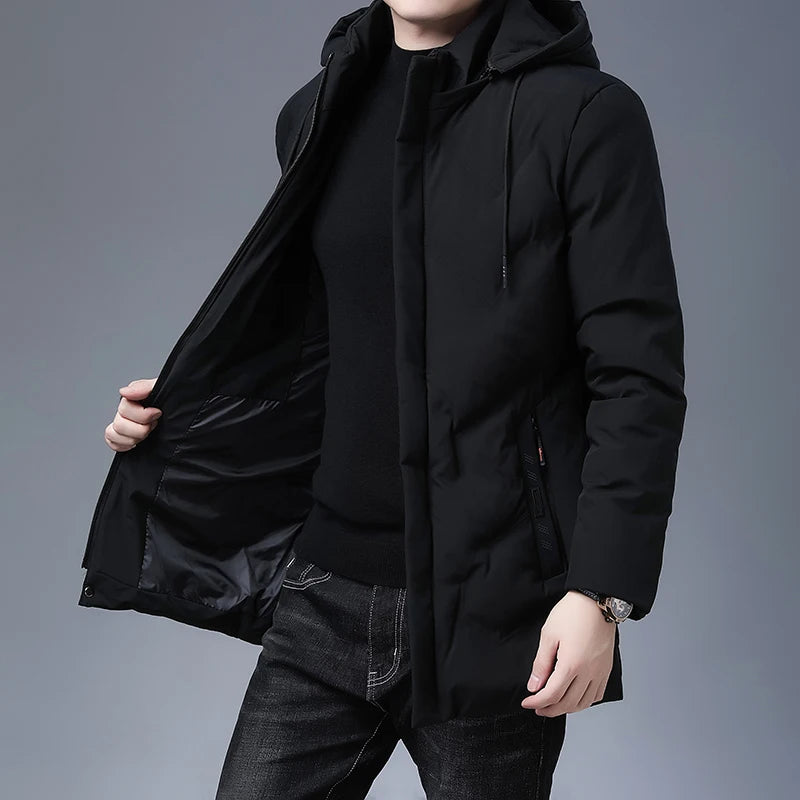 Men's Clothing Top Quality New Fashion Brand Hooded Casual Fashion Long Thicken Outwear Parkas Jackets Winter Windbreaker Coats