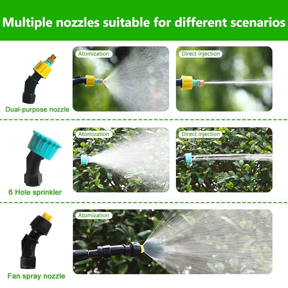 Portable Electric Gardening Sprayer Irrigation Tool USB 2400mah Rechargeable Telescopic Handle with 3 Nozzles for Yard Plant