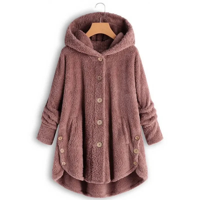 Autumn Winter Coat Women Warm Teddy Bear Coat Wool Jacket Female Plush Coat Hooded Jacket New Women's Coats Solid Color Jacket