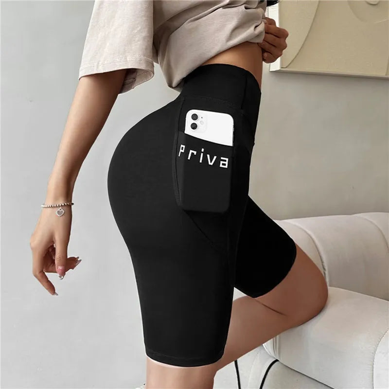 Women Yoga Sports Shorts High Waist Fitness Shorts Casual Streetwear Short Trousers Female Tight Shorts For Ladies Workout Pants