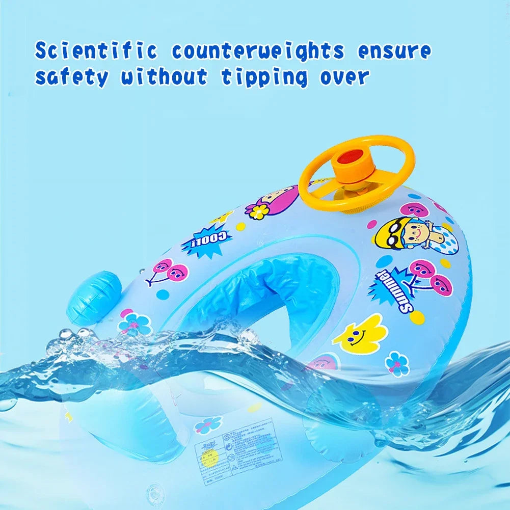 Inflatable Baby Swimming Rings Seat Floating Sun Shade Toddler Swim Circle Fun Pool Bathtub Summer Beach Party Water Toys