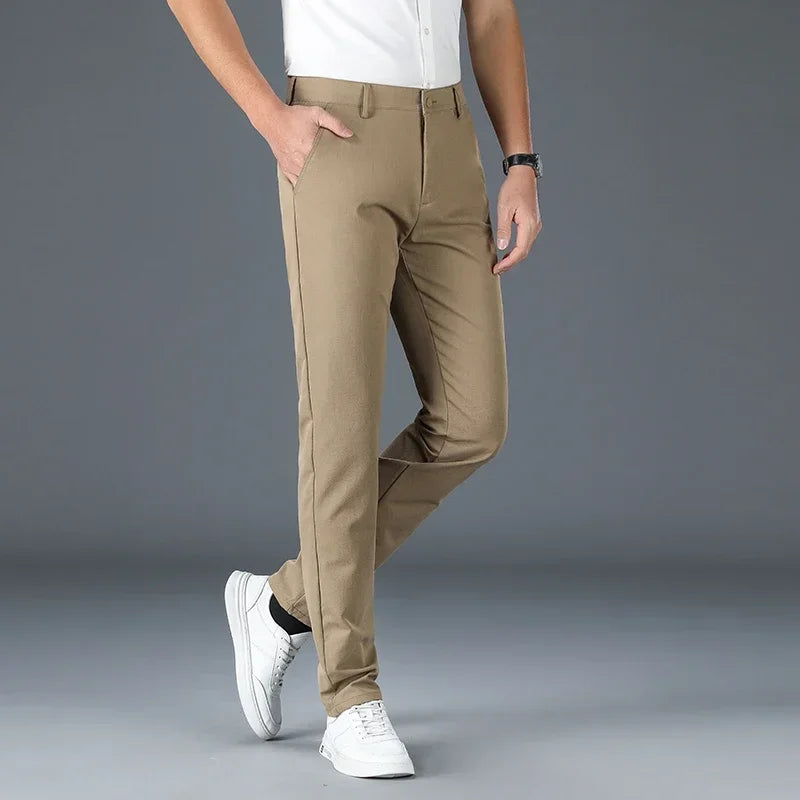 2024 Men's Spring Summer Fashion Business Casual Long Pants Suit Pants Male Elastic Straight Formal Trousers Plus Big Size 30-40