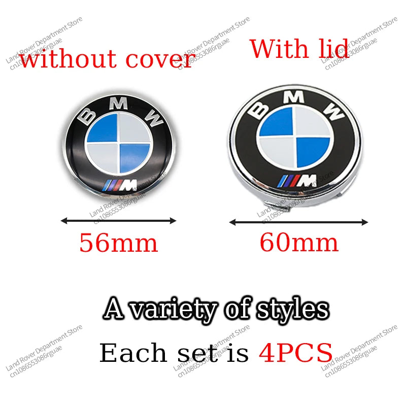 4pcs 56/60mm Car Wheel Center Hub Cap Stickers Styling For BMW M Performance E36 E46 E60 E90 E91 E92 E93 F30 F20 M3 Accessories