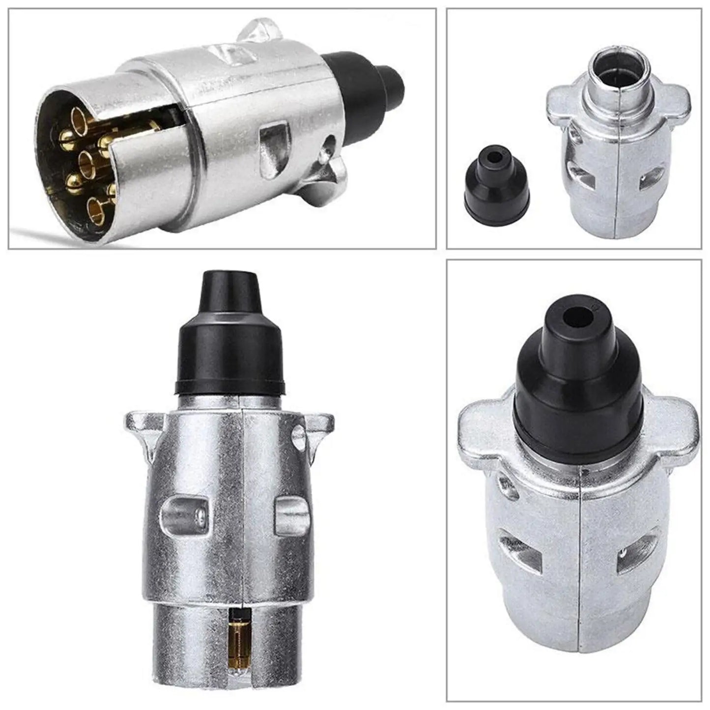 12V Durable 7 Pin Aluminium Alloy Plug Trailer Truck Towing Electrics Connector Professional Replacement For Truck EU Plug