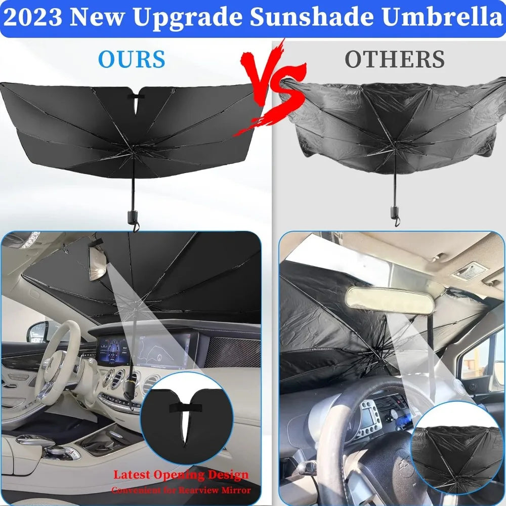 Car Sunshade Umbrella Foldable Windshield Shade Umbrella UV Protection, Car Front Window Heat Insulation Protection