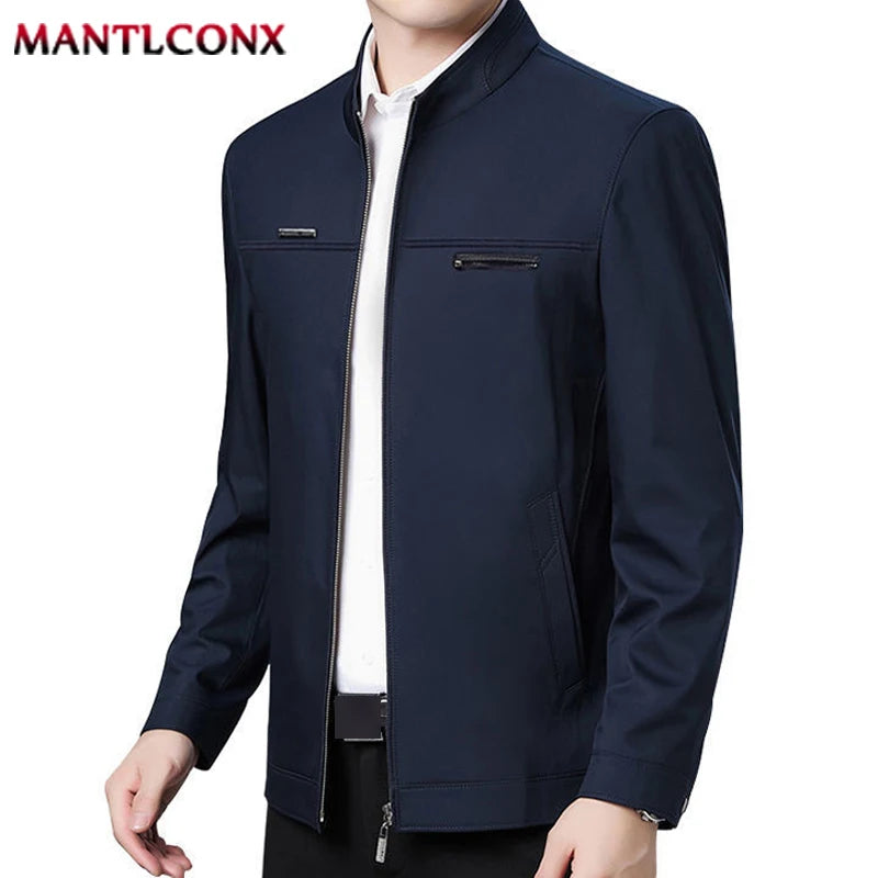 MANTLCONX Newest Solid Business Men's Jacket Male Slim Fit Outerwear Men Zip Up Jacket Men Spring Thin Jacket Men's Clothing