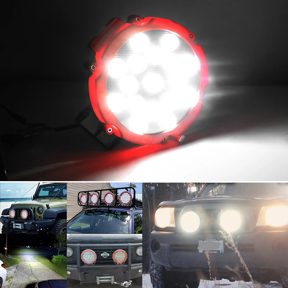 7 Inch 51W Round LED Offroad Lights Spot Driving Light Pod Bumper Roof Fog Light Fit for Boat Jeep ATV SUV Truck Hunter Motor