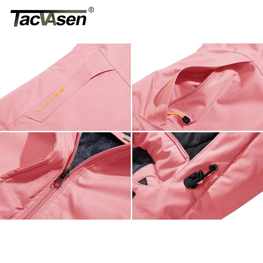 TACVASEN Womens Winter Fleece Jackets Waterproof Snowboard Ski Jacket Coat Outdoor Camping Hiking Jackets Windbreaker Parka