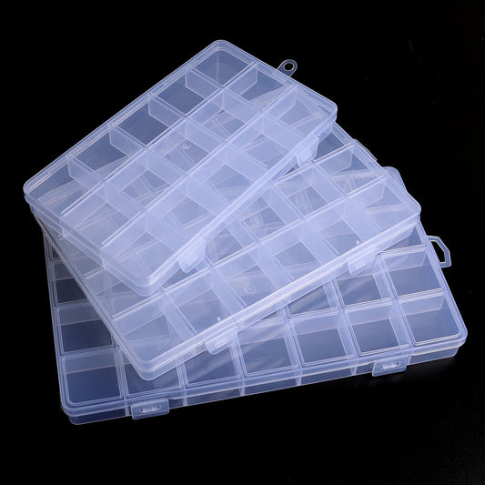 15/24/28Grids Transparent Plastic Organizer Box Jewelry Beads Storage Container DIY Crafts Earring Jewelry Rectangle Box Case