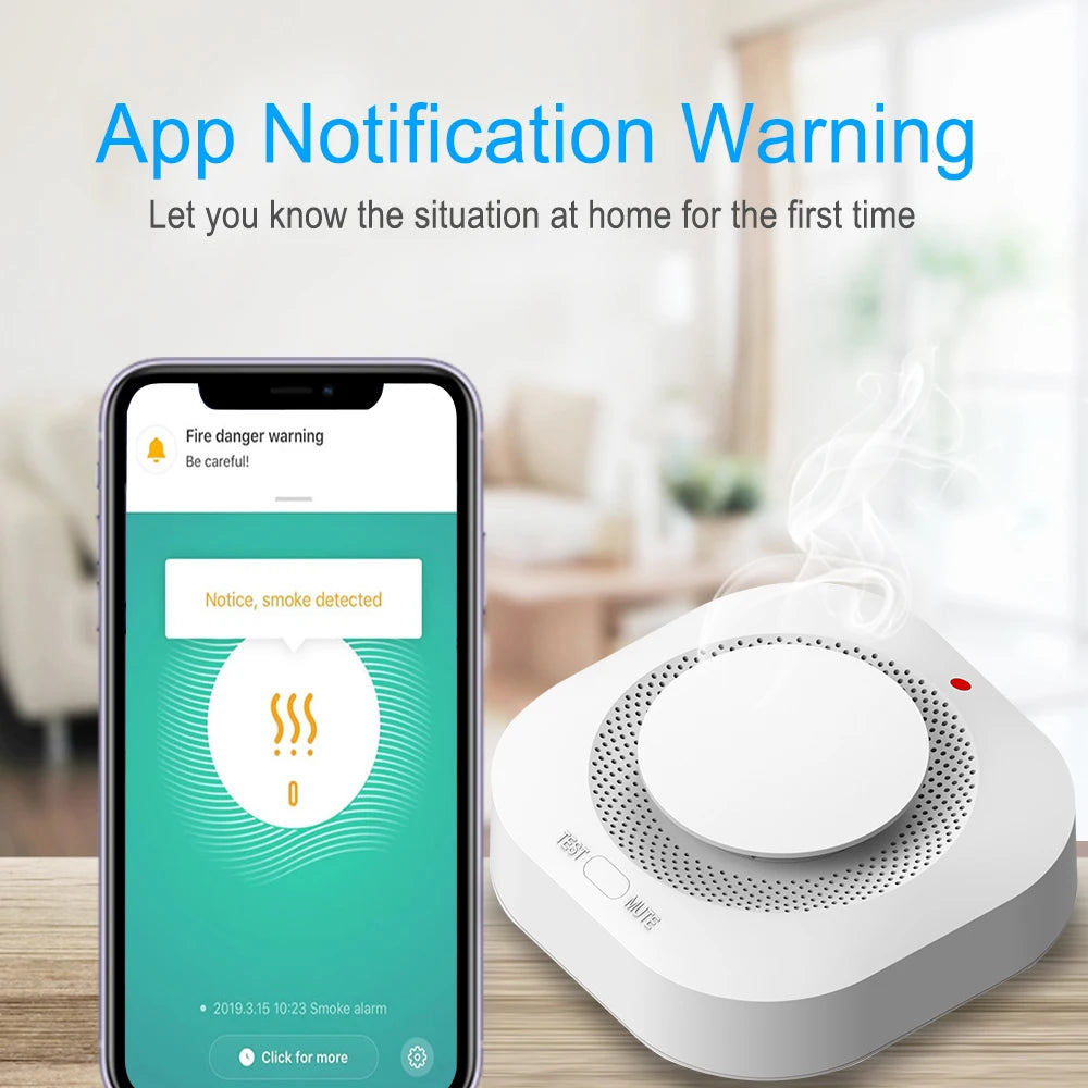 Tuya Zigbee Wifi Smoke Detector Sensor 80DB Alarm Fire Smart Smoke Detector Wifi Fire Protection Home Security Alarm Smart Life