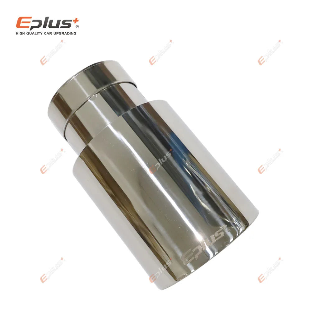 Eplus Car Stainless Steel Silver Muffler Tip Universal Exhaust Pipe Mufflers bilayer Nozzle bilayer Decoration Bevel End