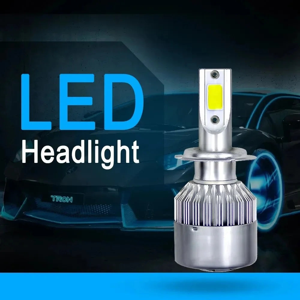 C6 2x H7 LED H4 Hi/Lo H1 H3 HB3 HB4 9003 HB2 H13 9005 9006 Car Headlight Bulbs 6000K COB car lights 72W 8000LM Auto Headlamps