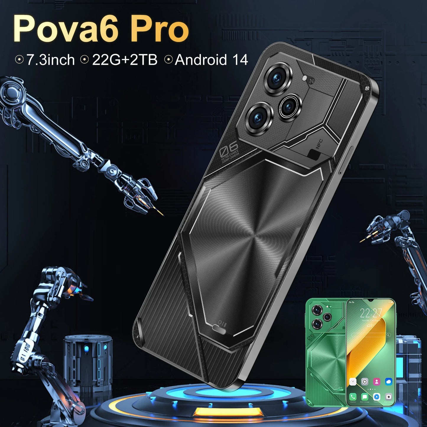 2024 Pova 6 Pro Original Smartphone 5G HD 7.3inch 22G+2TB Dual SIM Telefono 50+108MP 8000mAh Android 14 Unlock Mobile Phones NFC