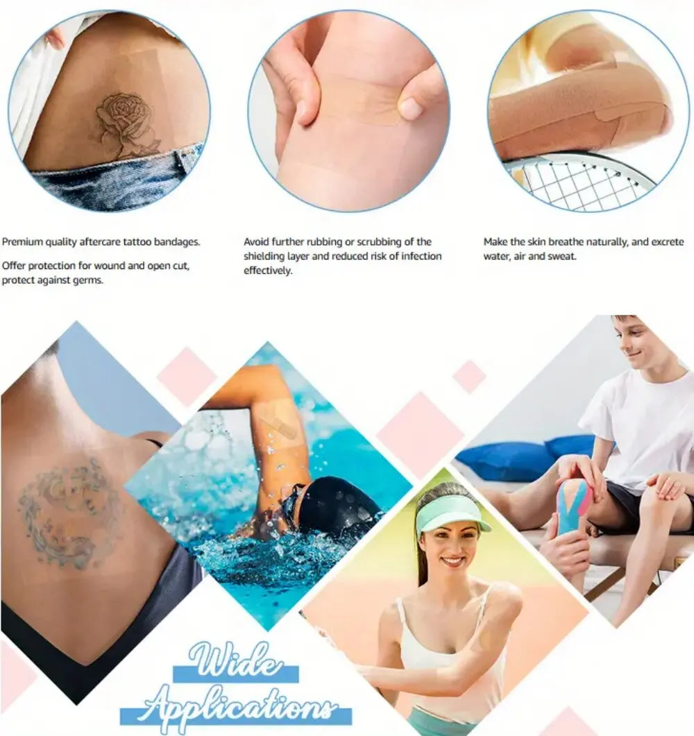 PU Waterproof Bandages Disposable Transparent Stretchable Adhesive Bandages Waterproof Protect Your Tattoos And Showers