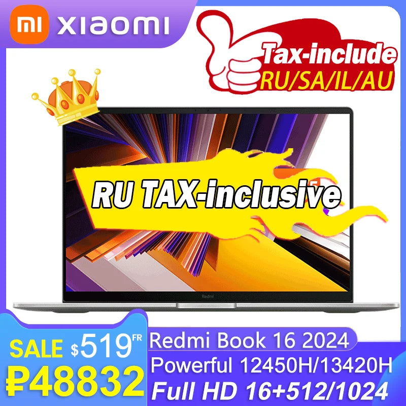 New Xiaomi Redmi Book 16 2024 12450H 13420H 16 512 16inch Full HD 60Hz Screen JYU4585CN/JYU4614CN