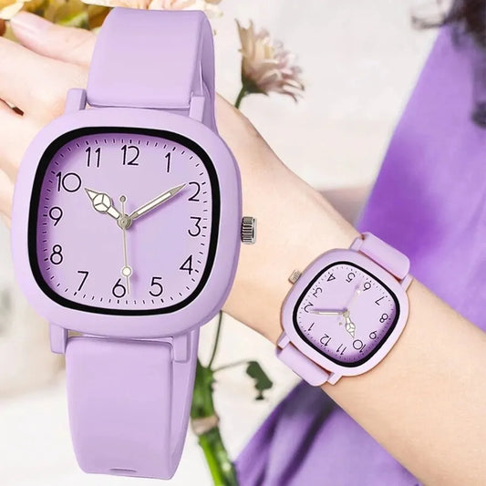 Fashion Simple Arabic Digital Surface Silicone Strap Women Quartz Watch