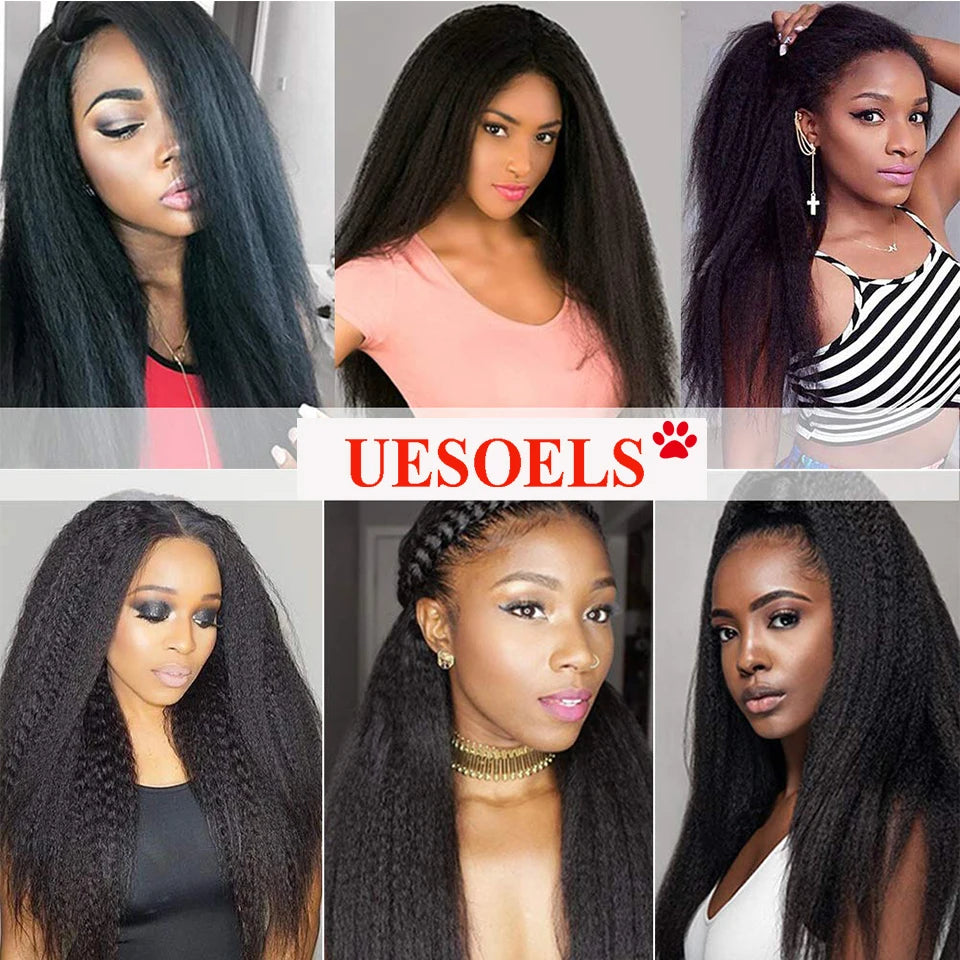 Kinky Straight Clips In Human Hair Extensions Natural Color In Brazilian 100% Remy Human Hair 120G 8Pcs/Set Full Head For Women