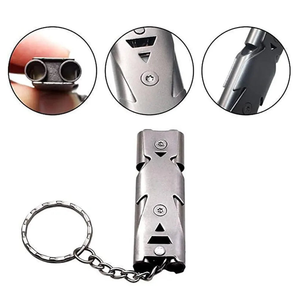 Double Pipe Whistle Pendant Keychain High Decibel Portable Outdoor Survival Emergency Camping Tool Multifunction Whistle 1PC