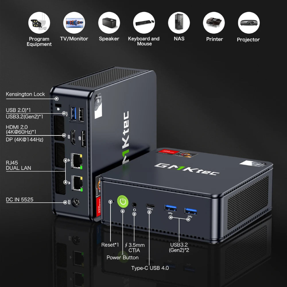 GMKtec M6 Mini PC AMD R5 6600H 6-core 12-thread Computer 16GB DDR5 512GB PCIe 3.0 SSD WiFi 6 BT5.2 Mini PC Desktop Computer