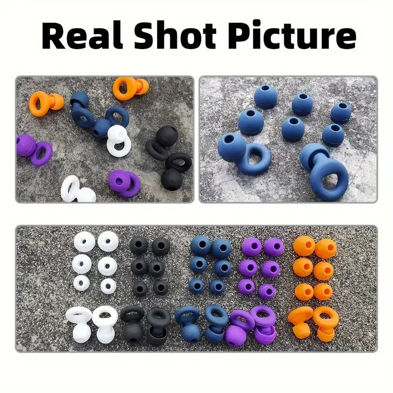 Soft Silicone Ear Plugs for Noise Reduction, Reusable Earplugs for Sleeping, Working, Swimming,4pair Ear Tips in XS/S/M/L